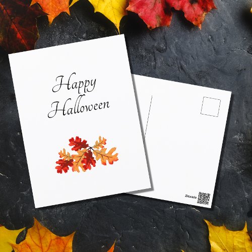 Halloween Fall Leaves Elegant Typography   Postcard