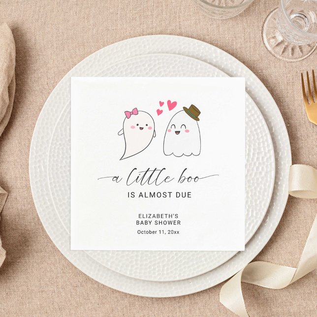 Halloween Fall Little Boo Baby Shower QR Code  Napkins (Creator Uploaded)