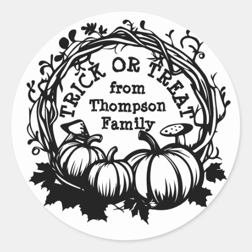 Halloween Fall Pumpkin Wreath Trick or Treat Classic Round Sticker