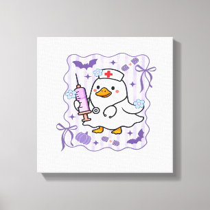 Halloween Fall Purple Coquette Goose Nurse Aesthet Canvas Print