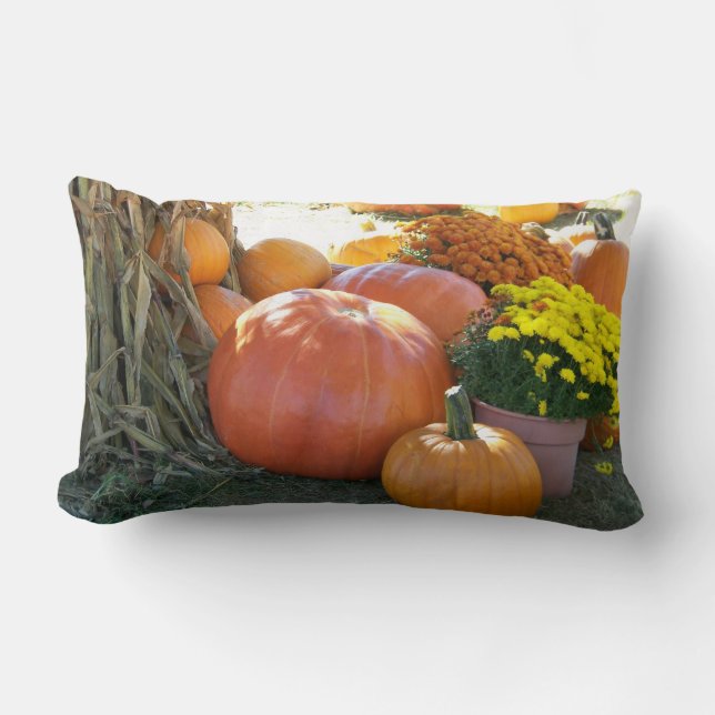 Halloween Fall Scene Lumbar Pillow (Front)