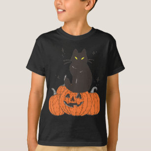 Halloween Fall Spooky Cat With Pumpkin  T-Shirt
