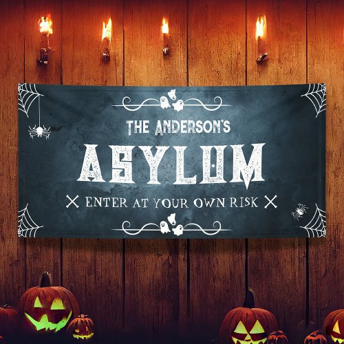 Halloween Family Asylum Funny Haunted House Spooky Banner