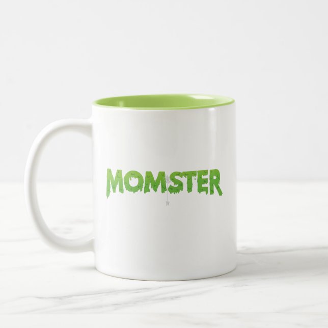 Halloween Family Couple Matching Funny Mom Momster Two-Tone Coffee Mug (Left)