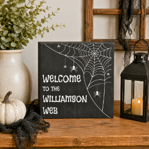 Halloween Family Welcome Wooden Box Sign