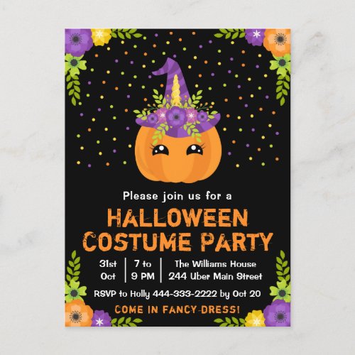 Halloween Fancy Dress Costume Party Black Postcard