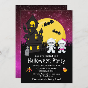 Halloween Fancy Dress Party Mummy Pink Invitation
