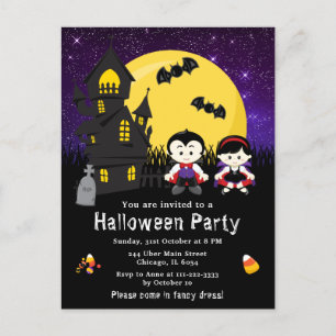 Halloween Fancy Dress Party Vampires Purple Postcard