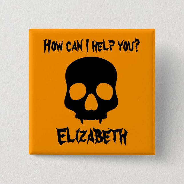 Halloween fanged skull button (Front)