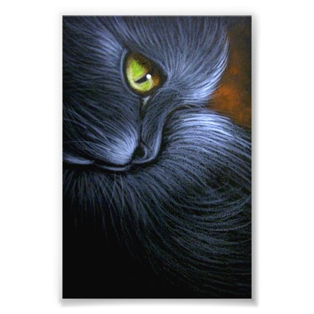 HALLOWEEN FANTASY BLACK CAT 4" X 6" PRINT (Front)