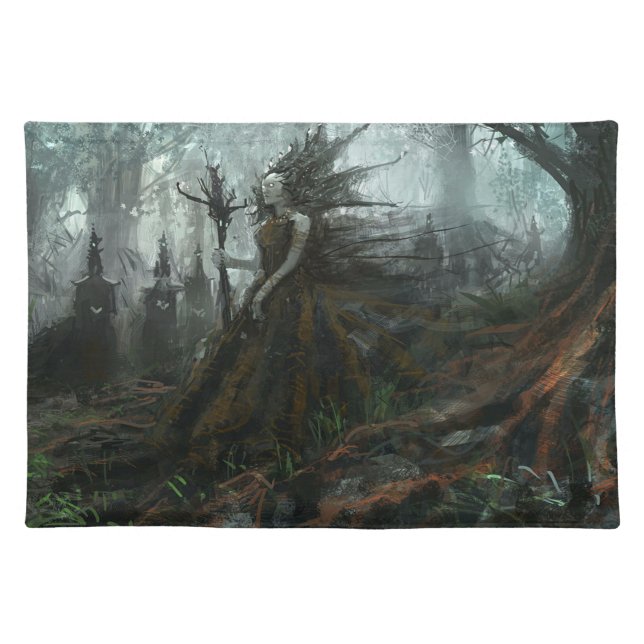Halloween Fantasy Witch Fabric Placemat (Front)