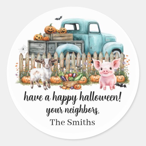 Halloween Farm Animals Blue Truck Stickers