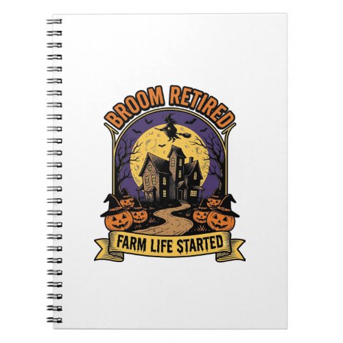 Halloween Farmer Shirt Spooky Haunted Farm Witch T Notebook
