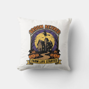 Halloween Farmer Shirt Spooky Haunted Farm Witch T Throw Pillow