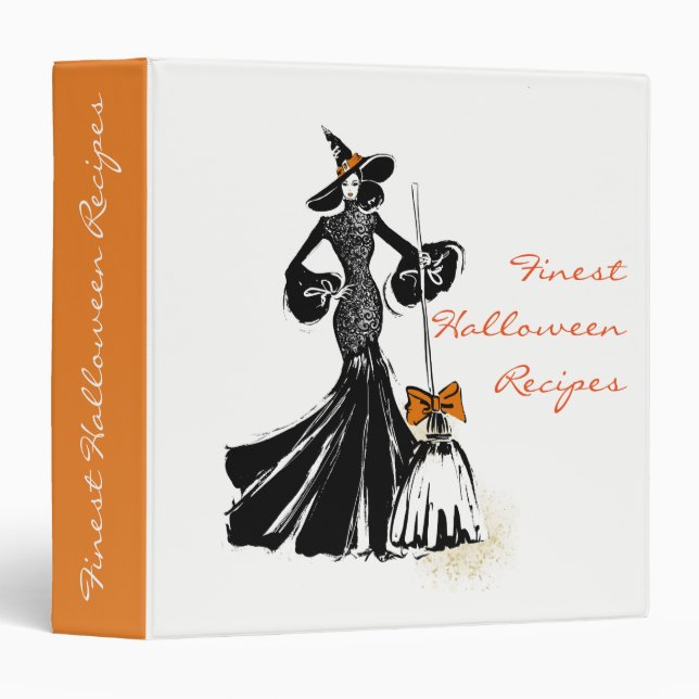 halloween fashion illustration with a broom binder (Front/Spine)