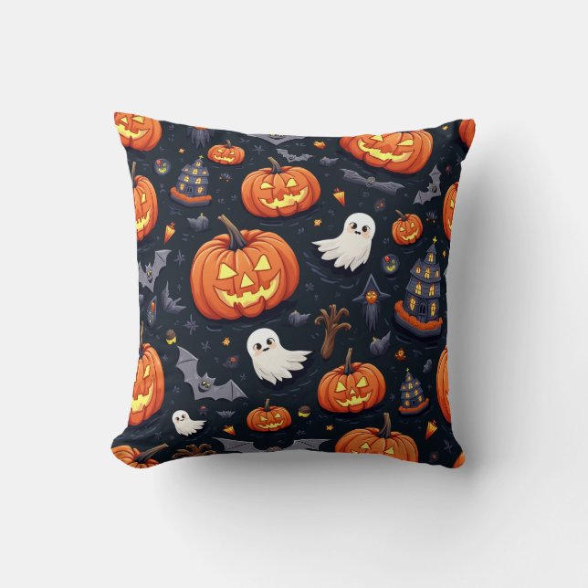Halloween Fashion Patterned Cushion, Baguette Throw Pillow (Front)