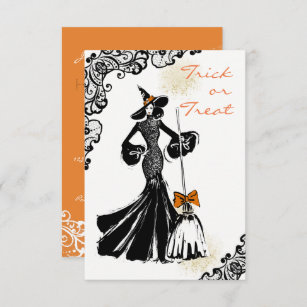 halloween fashionillustration with lace pattern invitation