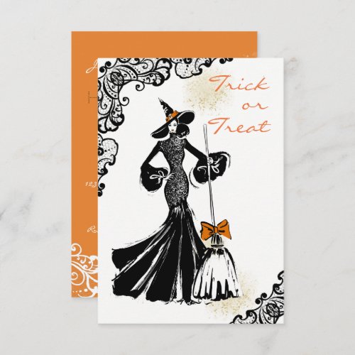 halloween fashionillustration with lace pattern invitation