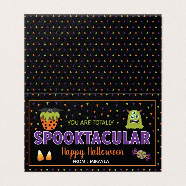Halloween Favor Bag Topper with Editable Name Business Card (Outside Unfolded)