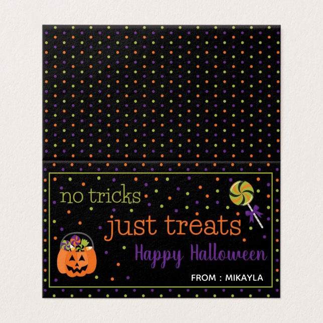 Halloween Favor Bag Topper with Editable Name Business Card (Outside Unfolded)