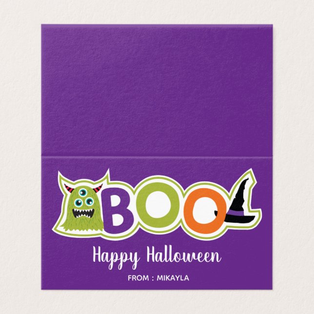Halloween Favor Bag Topper with Editable Name Business Card (Outside Unfolded)