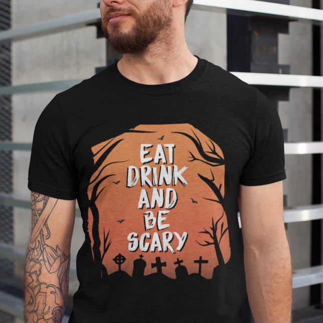 Halloween Feast: Eat, Drink and Be Scary Tri-Blend Shirt (Creator Uploaded)