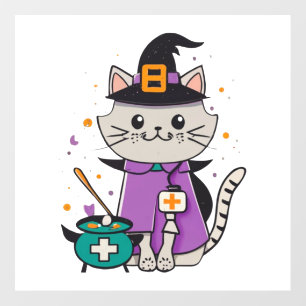 Halloween Feline Hero One Spooky Nurse Cat   Wall Decal