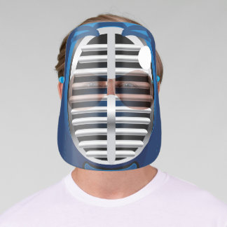 Halloween, Fencing Helmet, Blue and Silver Face Shield