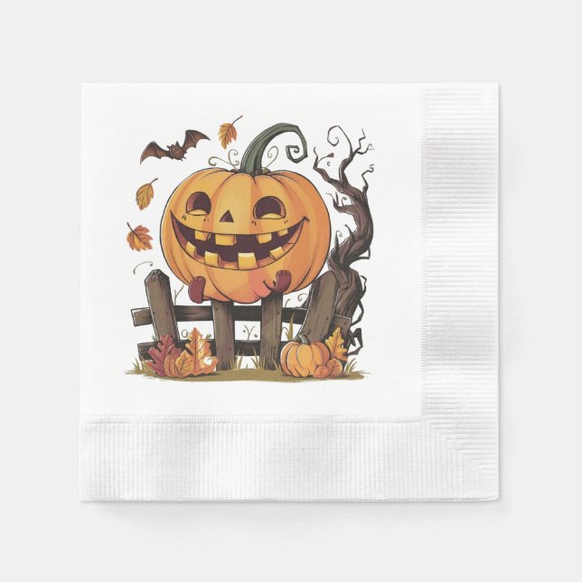 Halloween Festive Pumpkin Paper Napkin (Front)