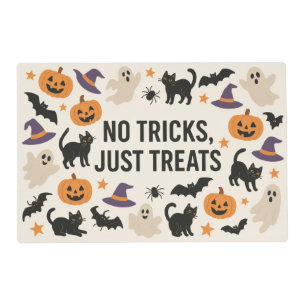 Halloween Festive Pumpkins Bats Ghosts Black Cat Placemat