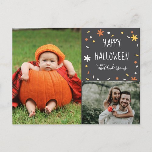 Halloween Fetti and Photo Holiday Postcard