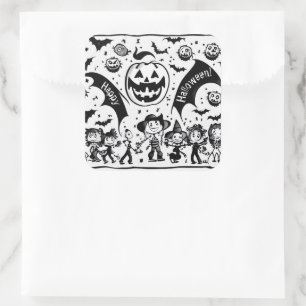 Halloween fiesta en noir et blanc square sticker