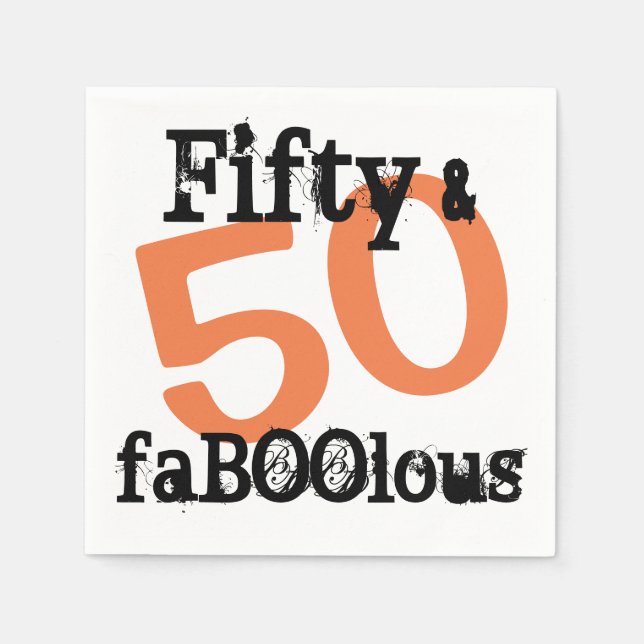 Halloween Fifty Fabulous 50th Birthday Party Paper Napkins (Front)