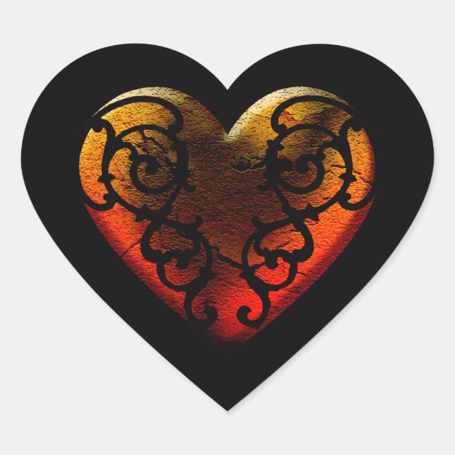 Halloween Filigree Goth Heart Sticker (Front)