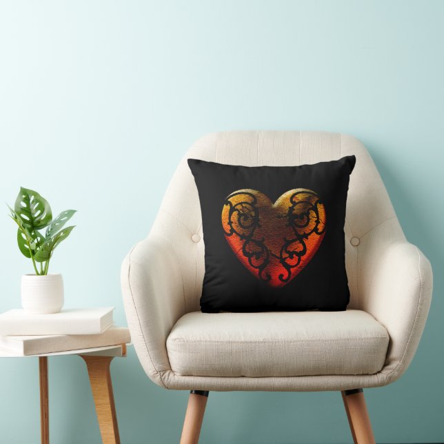 Halloween Filigree Goth Heart Throw Pillow (Chair)