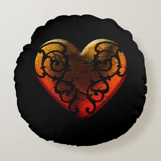 Halloween Filigree Goth Heart Throw Pillow (Front)
