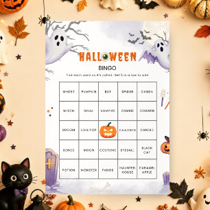 Halloween FilledBingo Game Spooky Party Activity Invitation