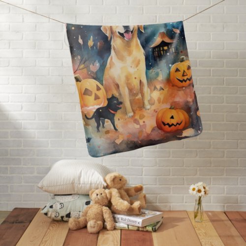 Halloween Finnish Lappund With Pumpkins Scary  Baby Blanket