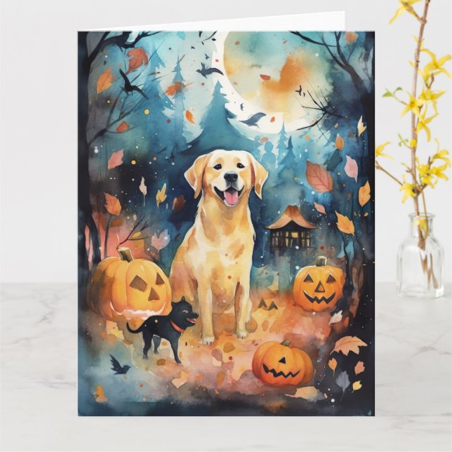 Halloween Finnish Lappund With Pumpkins Scary  Card (Yellow Flower)