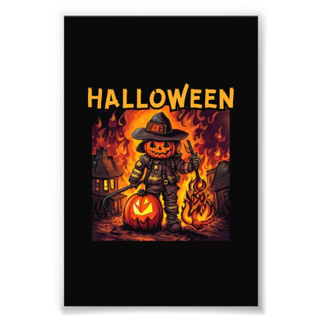Halloween, firefighter, trick or treat? photo print (Front)
