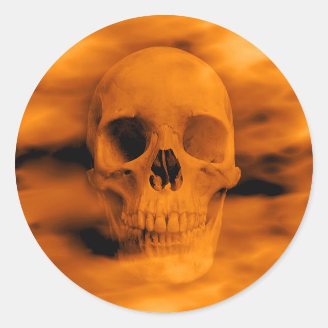 Halloween firey skull gothic horror envelope seals (Front)