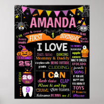 Halloween First Birthday chalkboard sign girl