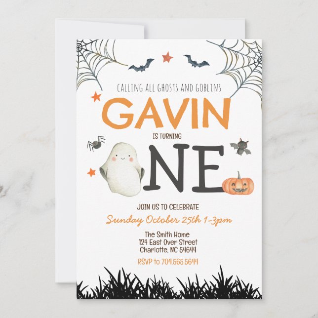 Halloween First Birthday Invitation (Front)