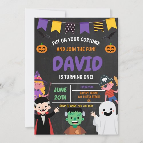 Halloween First Birthday Party Costume Spooky Invitation