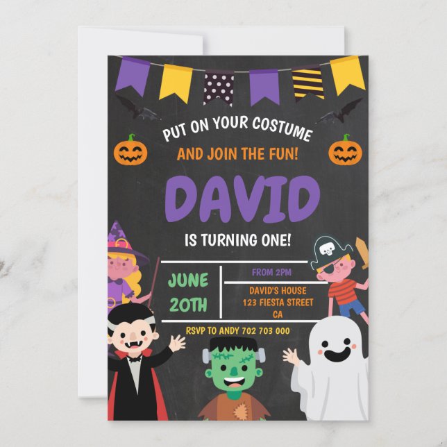 Halloween First Birthday Party Costume Spooky Invitation (Front)
