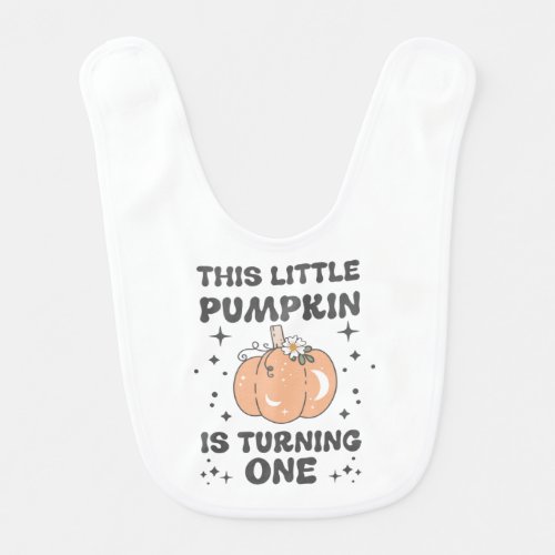 Halloween First Birthday Retro Pumpkin Baby Bib