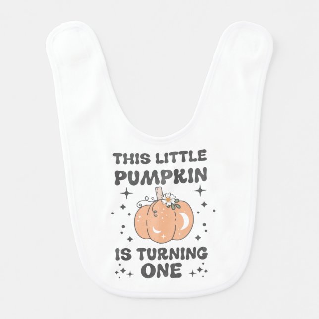 Halloween First Birthday Retro Pumpkin Baby Bib (Front)