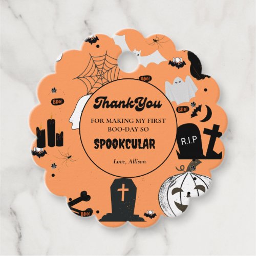 Halloween first birthday spooky one favor tags