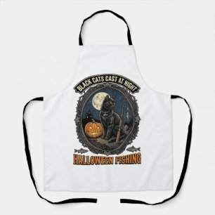 Halloween Fishing Cat Vintage Pumpkin Design_1 Apron