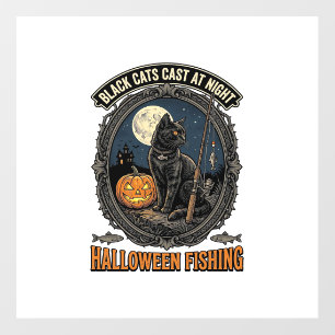Halloween Fishing Cat Vintage Pumpkin Design_1 Floor Decals